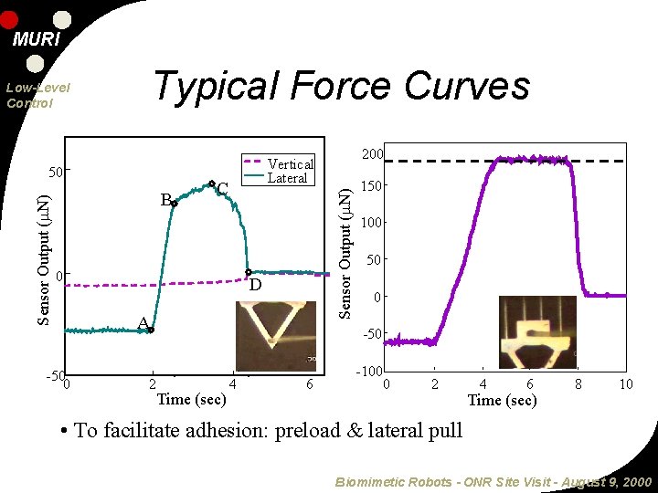 MURI Typical Force Curves Sensor Output ( N) 50 B C 0 D A