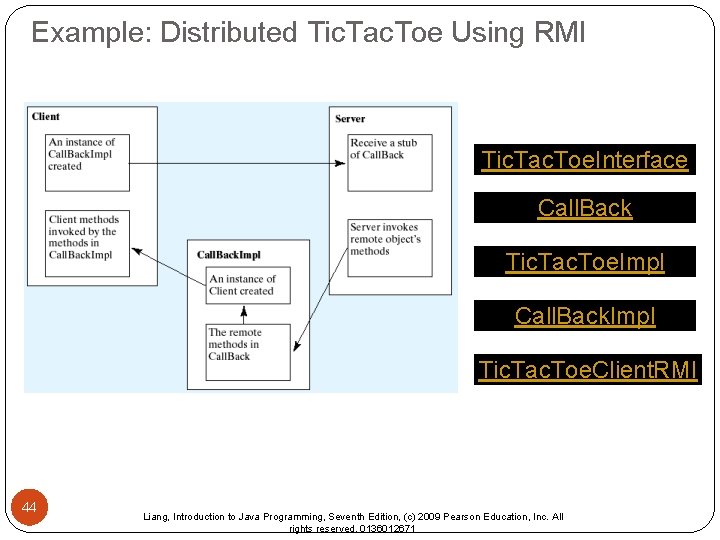 Example: Distributed Tic. Tac. Toe Using RMI Tic. Tac. Toe. Interface Call. Back Tic. Example: Distributed Tic. Tac. Toe Using RMI Tic. Tac. Toe. Interface Call. Back Tic.