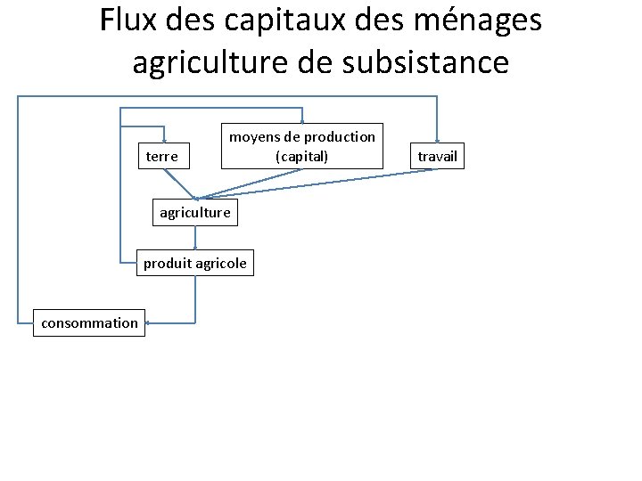 Flux des capitaux des ménages agriculture de subsistance terre moyens de production (capital) agriculture