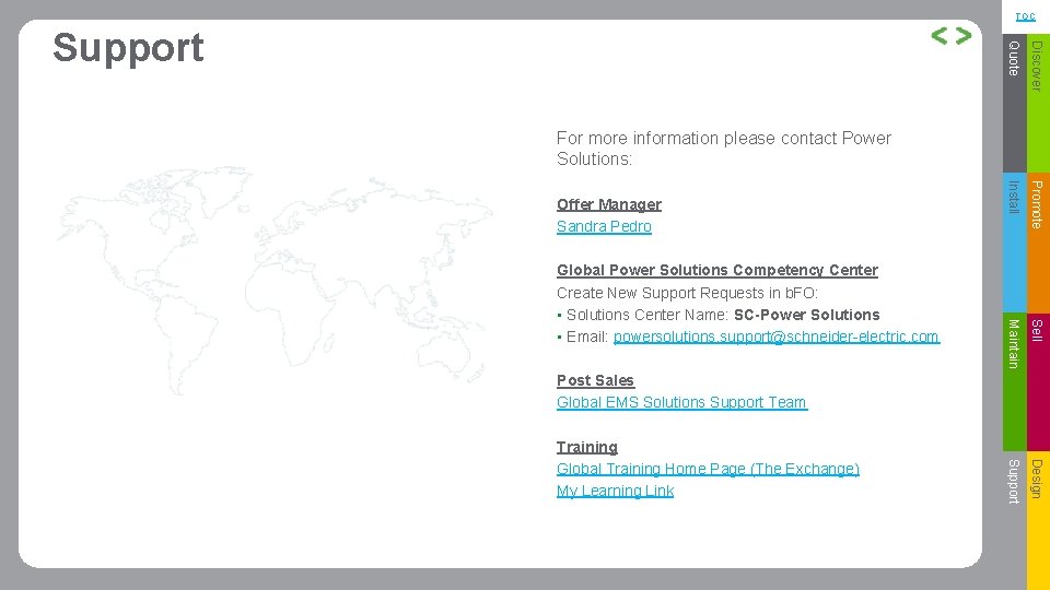 TOC Quote Discover Install Promote Maintain Sell Support Design Support For more information please