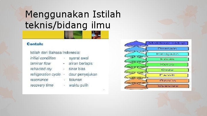 Menggunakan Istilah teknis/bidang ilmu 