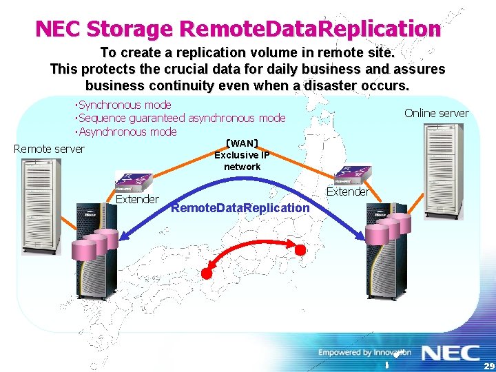 NEC Storage Remote. Data. Replication To create a replication volume in remote site. This