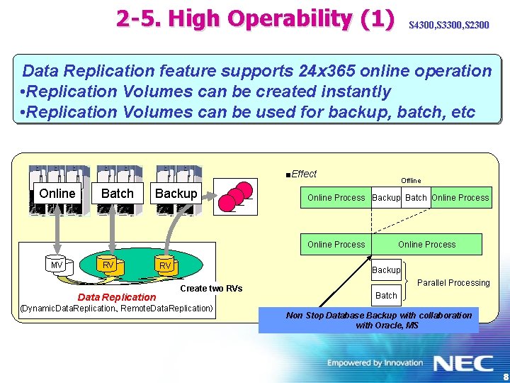 2 -5. High Operability (1) S 4300, S 3300, S 2300 Data Replication feature