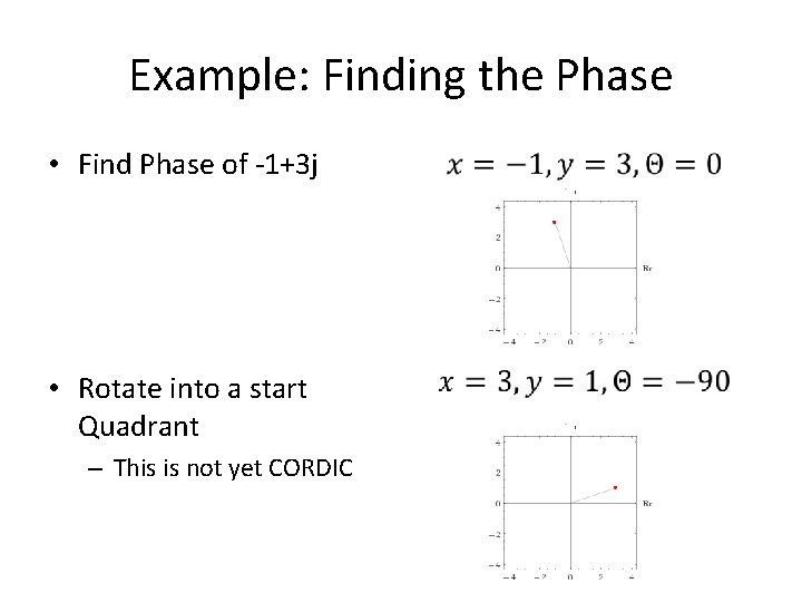 Example: Finding the Phase • Find Phase of -1+3 j • Rotate into a