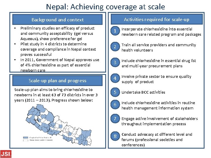 Nepal: Achieving coverage at scale Background and context • • • Preliminary studies on