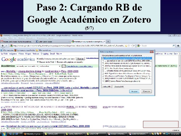 Paso 2: Cargando RB de Google Académico en Zotero (5/7) 