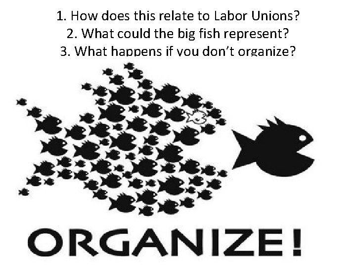 1. How does this relate to Labor Unions? 2. What could the big fish