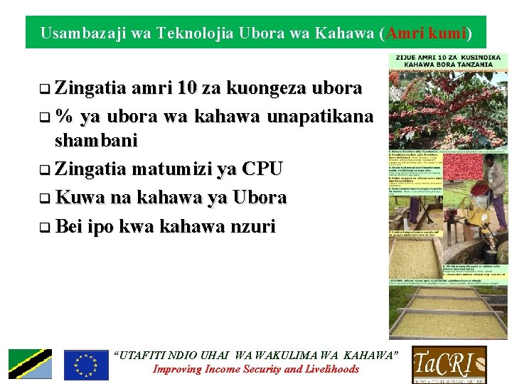 Usambazaji wa Teknolojia Ubora wa Kahawa (Amri kumi) q Zingatia amri 10 za kuongeza