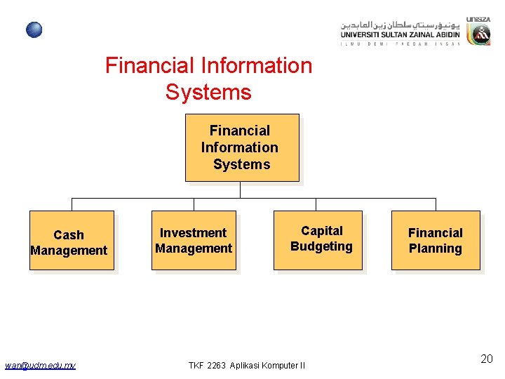 Financial Information Systems Cash Management wan@udm. edu. my Investment Management Capital Budgeting TKF 2263 Financial Information Systems Cash Management wan@udm. edu. my Investment Management Capital Budgeting TKF 2263