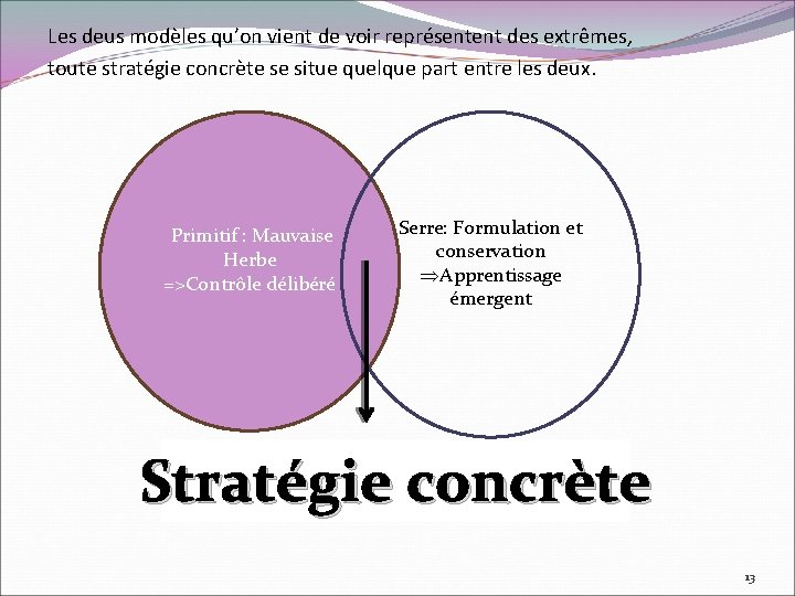 Les deus modèles qu’on vient de voir représentent des extrêmes, toute stratégie concrète se