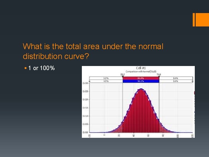 What is the total area under the normal distribution curve? § 1 or 100%