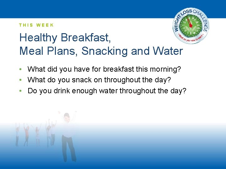 THIS WEEK Healthy Breakfast, Meal Plans, Snacking and Water • What did you have