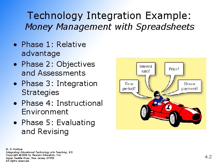 Technology Integration Example: Money Management with Spreadsheets • Phase 1: Relative advantage • Phase