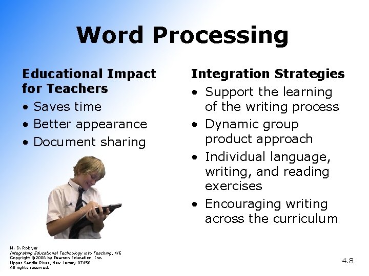 Word Processing Educational Impact for Teachers • Saves time • Better appearance • Document