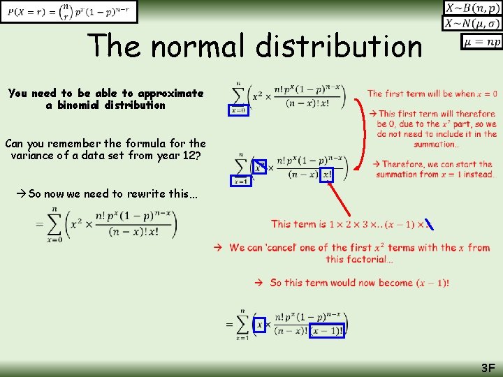 The normal distribution You need to be able to approximate a binomial distribution Can