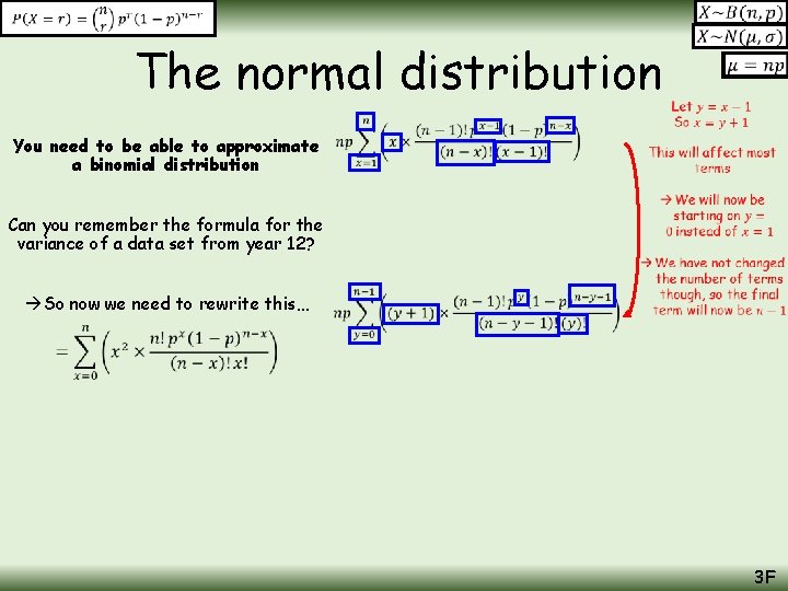 The normal distribution You need to be able to approximate a binomial distribution Can