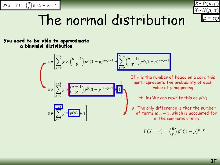 The normal distribution You need to be able to approximate a binomial distribution 3