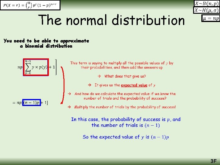The normal distribution You need to be able to approximate a binomial distribution 3