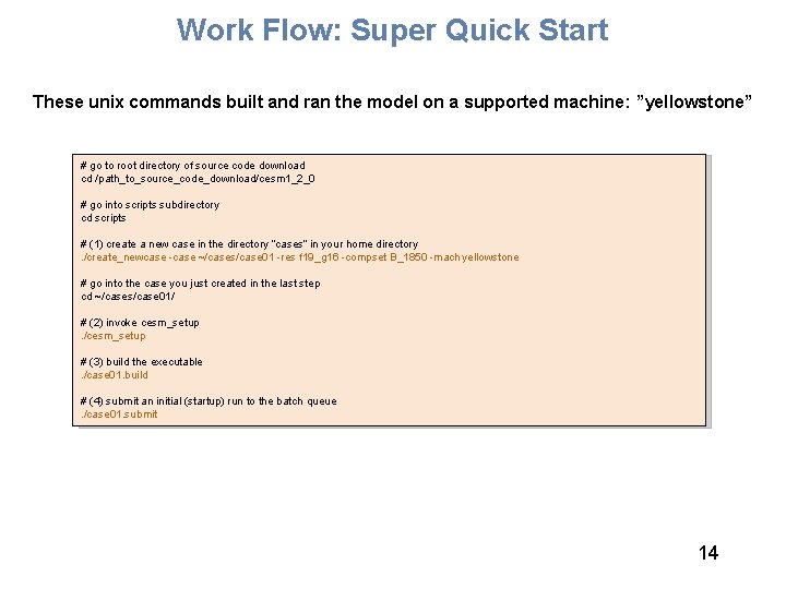 Work Flow: Super Quick Start These unix commands built and ran the model on