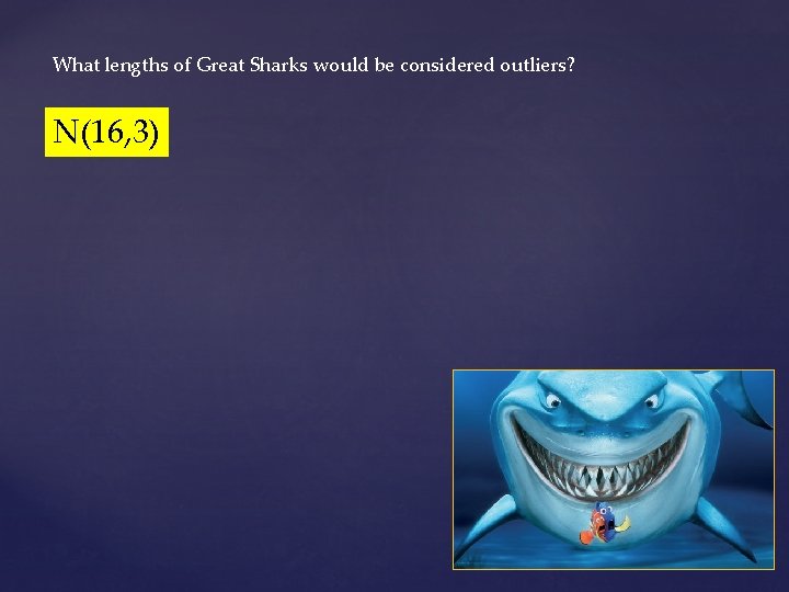 What lengths of Great Sharks would be considered outliers? N(16, 3) 