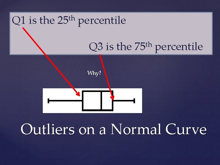 Q 1 is the 25 th percentile Q 3 is the 75 th percentile