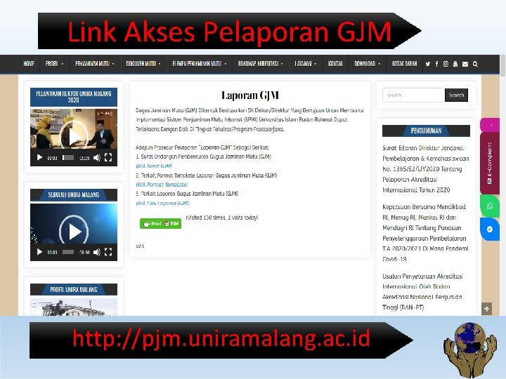 Link Akses Pelaporan GJM http: //pjm. uniramalang. ac. id 