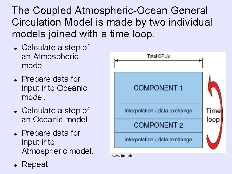 The Coupled Atmospheric-Ocean General Circulation Model is made by two individual models joined with The Coupled Atmospheric-Ocean General Circulation Model is made by two individual models joined with