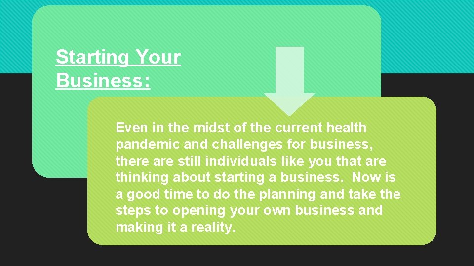 Starting Your Business: Even in the midst of the current health pandemic and challenges