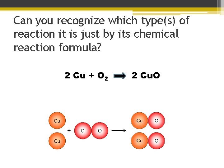 Can you recognize which type(s) of reaction it is just by its chemical reaction