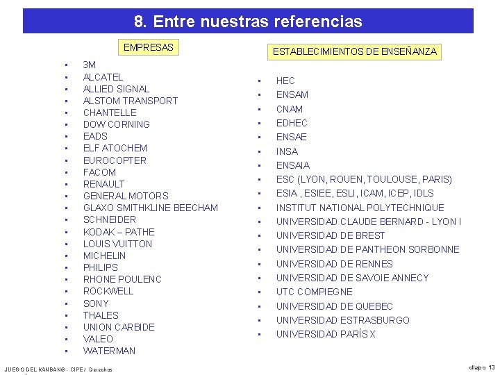 8. Entre nuestras referencias EMPRESAS • • • • • • • 3 M