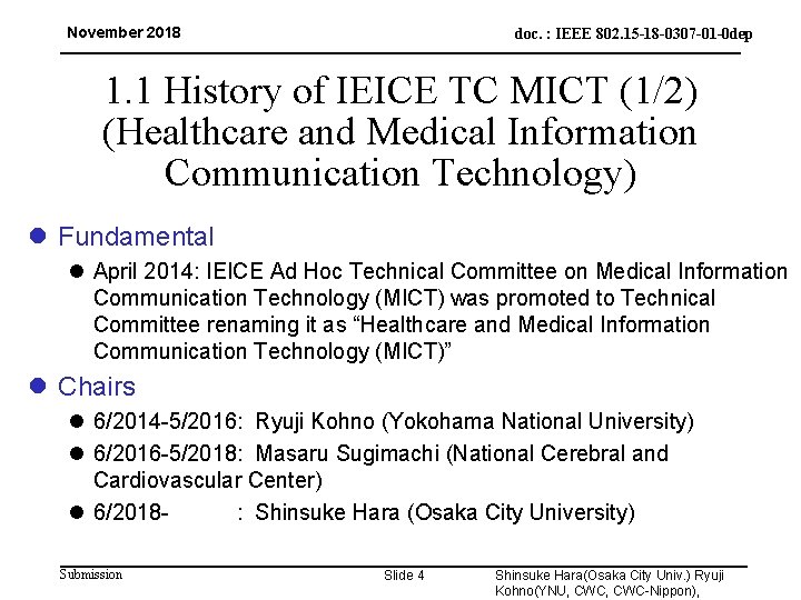 November 2018 doc. : IEEE 802. 15 -18 -0307 -01 -0 dep 1. 1