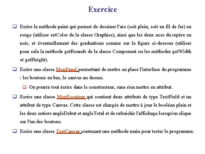 Exercice q Ecrire la méthode paint qui permet de dessiner l'arc (soit plein, soit