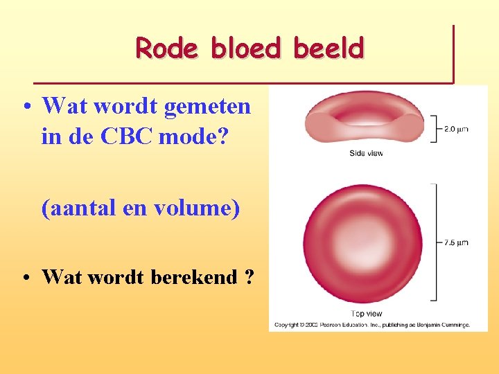 Rode bloed beeld • Wat wordt gemeten in de CBC mode? (aantal en volume)