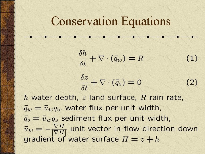Conservation Equations 