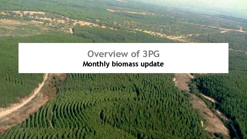 Overview of 3 PG Monthly biomass update 