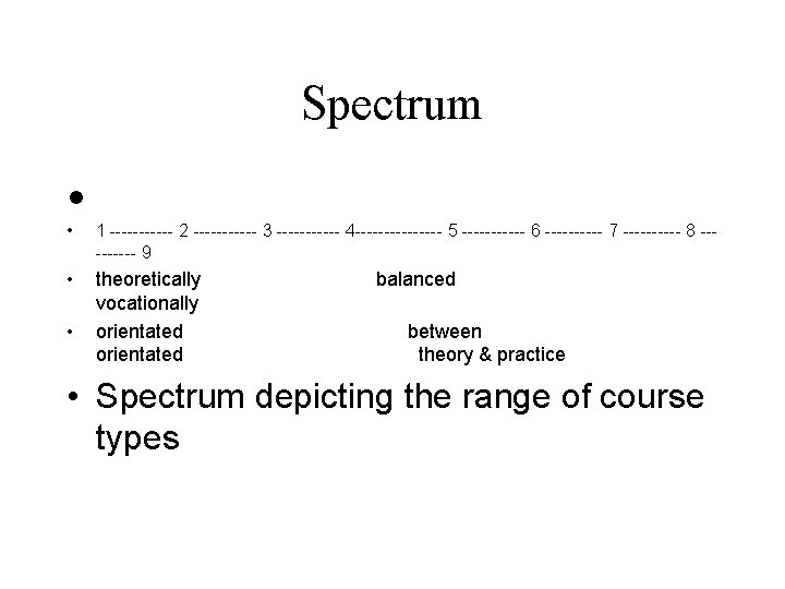 Spectrum • • 1 ------ 2 ------ 3 ------ 4 -------- 5 ------ 6