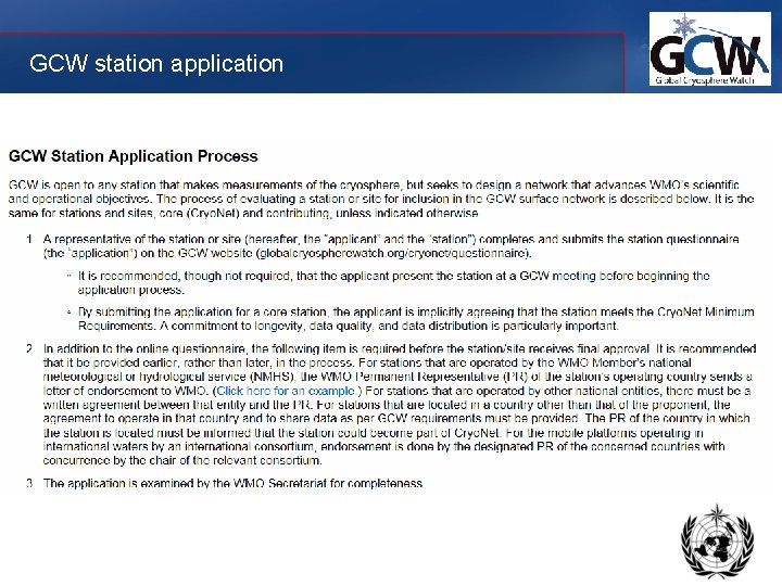 GCW station application 