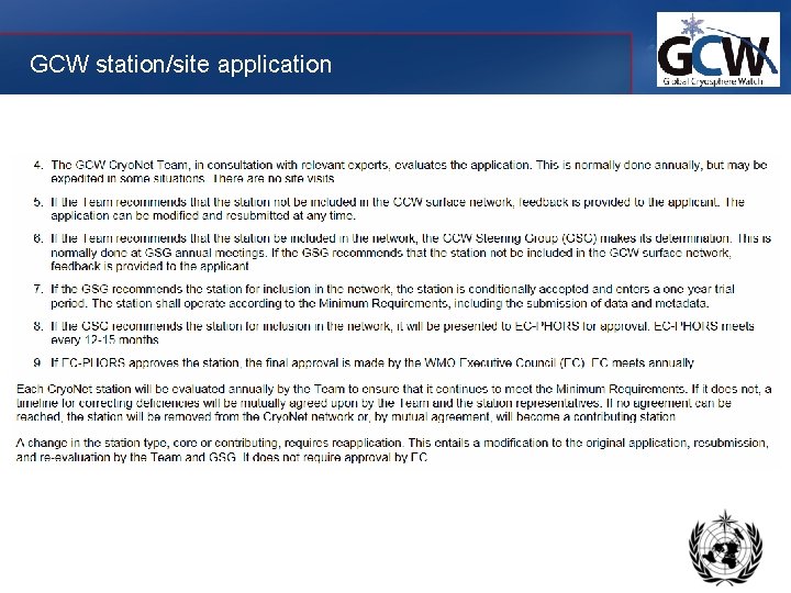 GCW station/site application 