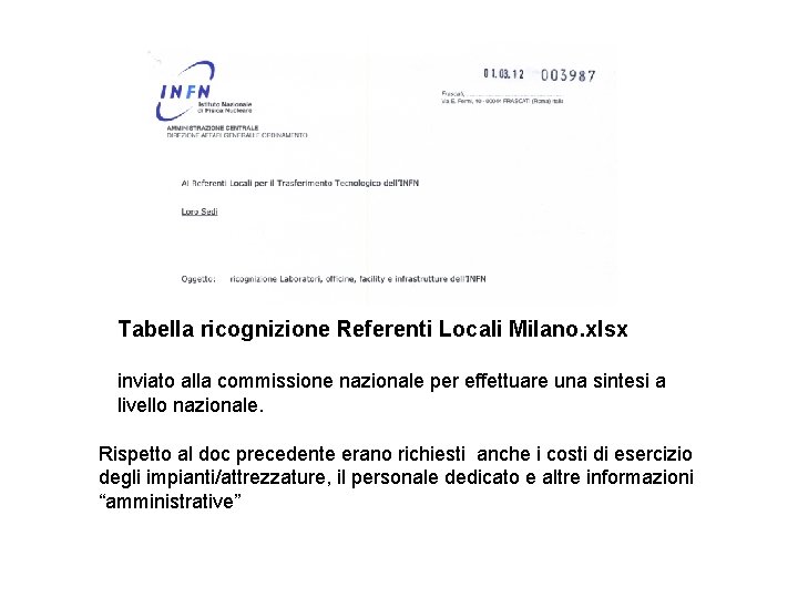 Tabella ricognizione Referenti Locali Milano. xlsx inviato alla commissione nazionale per effettuare una sintesi