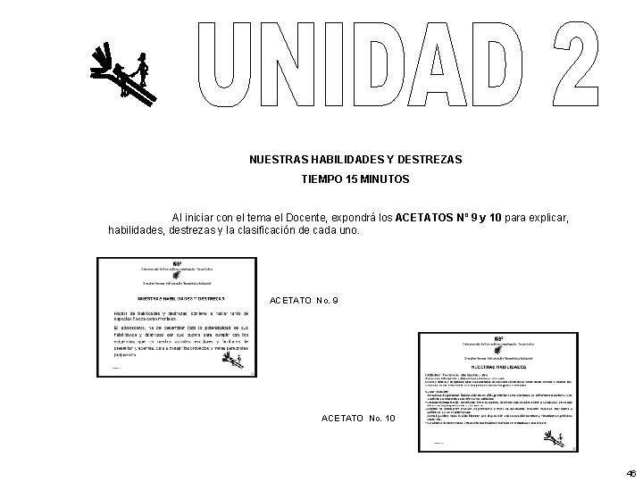 NUESTRAS HABILIDADES Y DESTREZAS TIEMPO 15 MINUTOS Al iniciar con el tema el Docente,