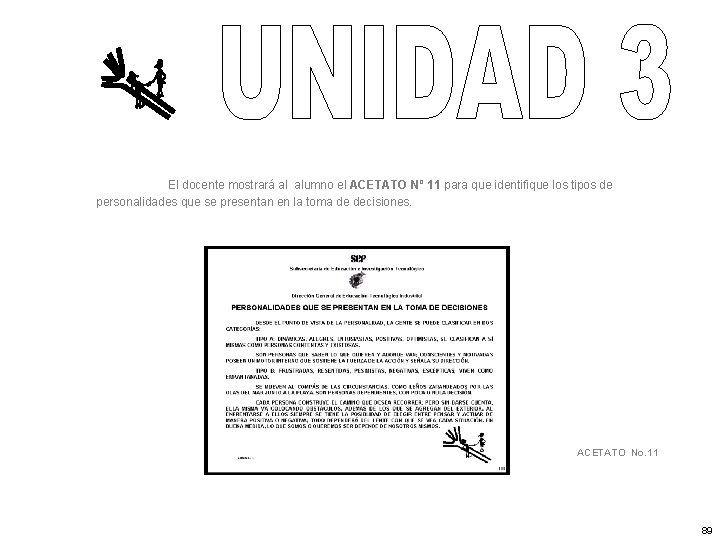 El docente mostrará al alumno el ACETATO Nº 11 para que identifique los tipos