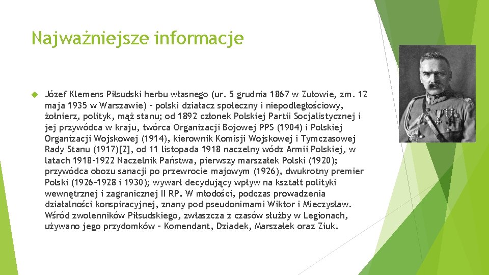 Jzef Pisudski Najwaniejsze informacje Jzef Klemens Pisudski herbu