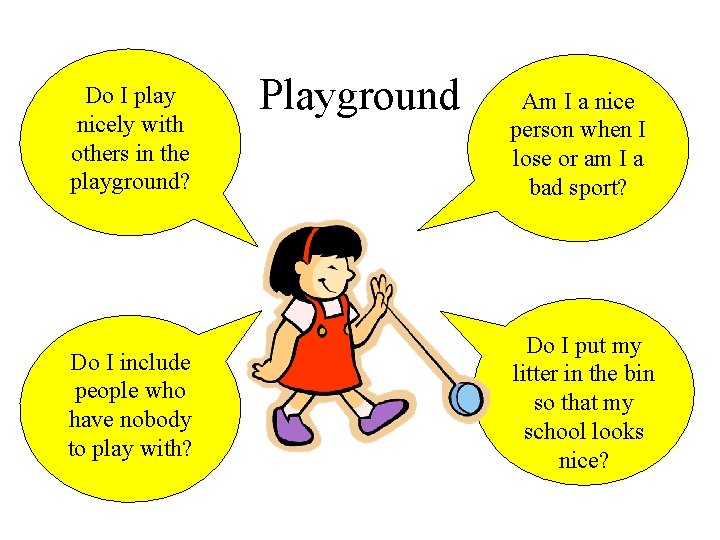 Do I play nicely with others in the playground? Do I include people who