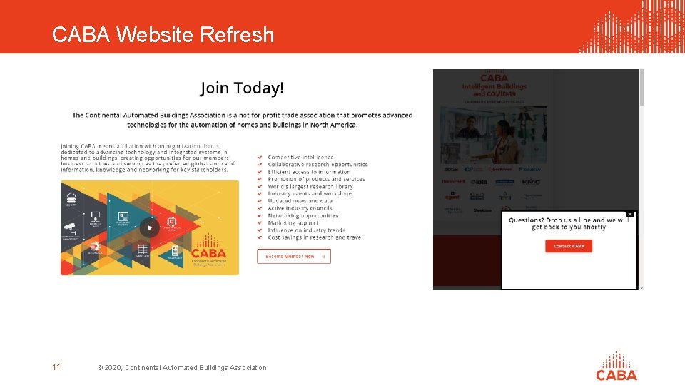 CABA Website Refresh 11 © 2020, Continental Automated Buildings Association 