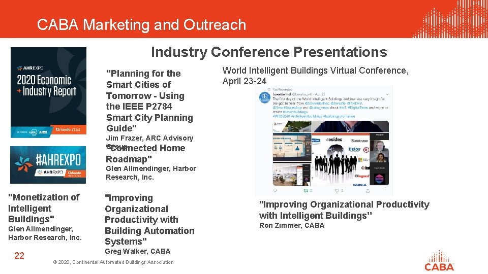 CABA Marketing and Outreach Industry Conference Presentations "Planning for the Smart Cities of Tomorrow