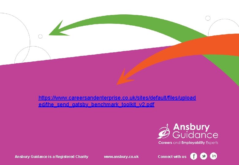 https: //www. careersandenterprise. co. uk/sites/default/files/upload ed/the_send_gatsby_benchmark_toolkit_v 2. pdf Ansbury Guidance is a Registered Charity