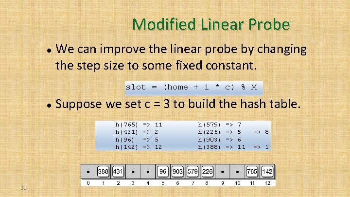 Modified Linear Probe We can improve the linear probe by changing the step size