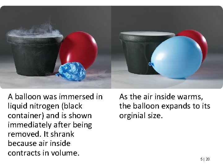 A balloon was immersed in liquid nitrogen (black container) and is shown immediately after