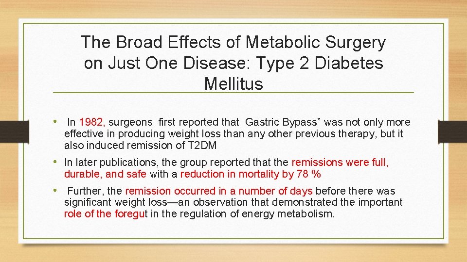 The Broad Effects of Metabolic Surgery on Just One Disease: Type 2 Diabetes Mellitus