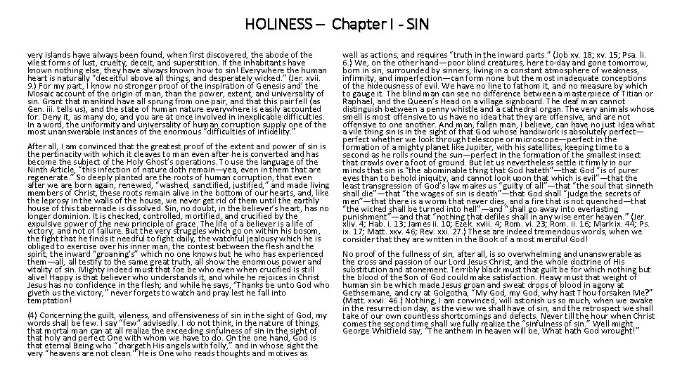 HOLINESS – Chapter I - SIN very islands have always been found, when first